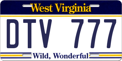 WV license plate DTV777