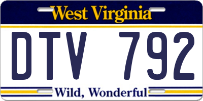 WV license plate DTV792