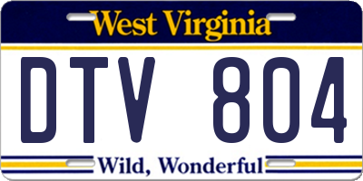 WV license plate DTV804