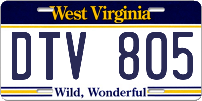 WV license plate DTV805