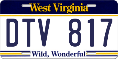 WV license plate DTV817