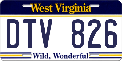 WV license plate DTV826