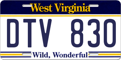 WV license plate DTV830