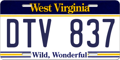 WV license plate DTV837