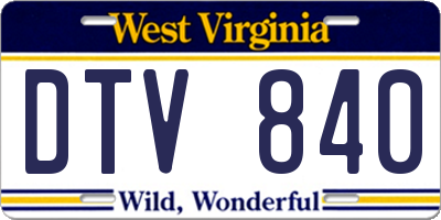 WV license plate DTV840