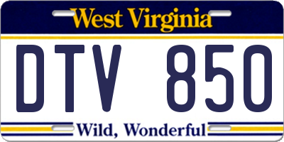 WV license plate DTV850