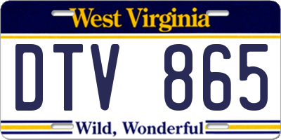 WV license plate DTV865