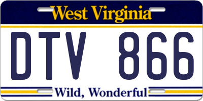 WV license plate DTV866