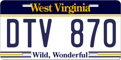 WV license plate DTV870
