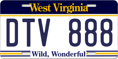 WV license plate DTV888