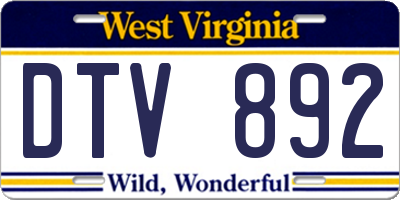 WV license plate DTV892