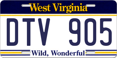 WV license plate DTV905