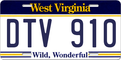 WV license plate DTV910