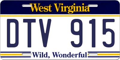 WV license plate DTV915