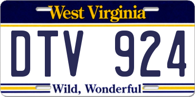 WV license plate DTV924