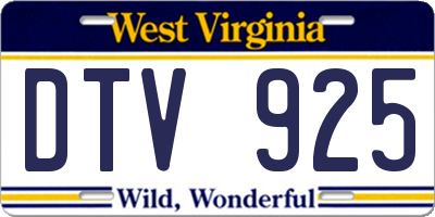 WV license plate DTV925