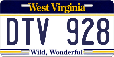 WV license plate DTV928