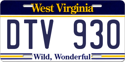 WV license plate DTV930