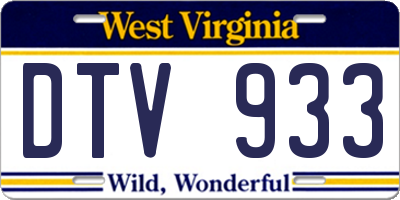 WV license plate DTV933