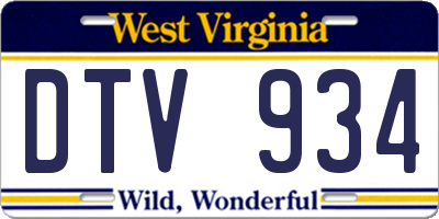 WV license plate DTV934