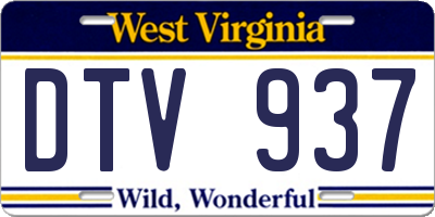 WV license plate DTV937