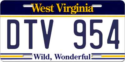 WV license plate DTV954