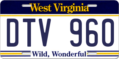 WV license plate DTV960