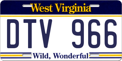 WV license plate DTV966