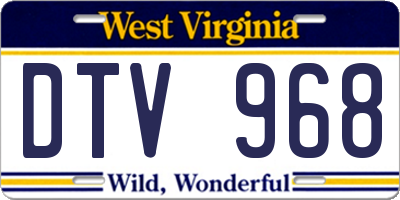 WV license plate DTV968