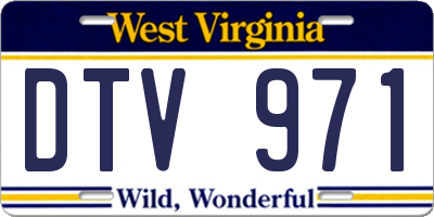 WV license plate DTV971