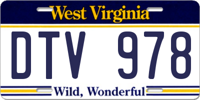 WV license plate DTV978