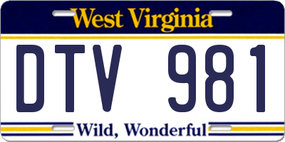 WV license plate DTV981