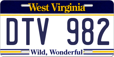 WV license plate DTV982
