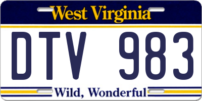 WV license plate DTV983