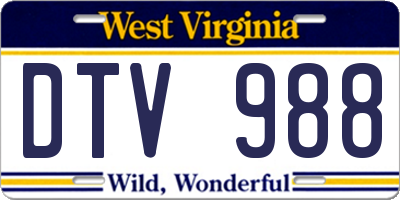 WV license plate DTV988