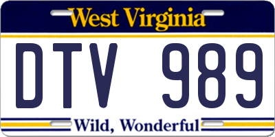 WV license plate DTV989