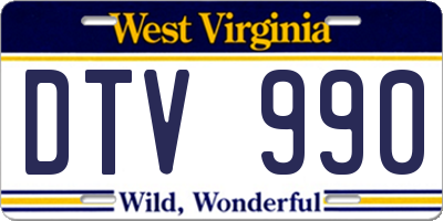 WV license plate DTV990