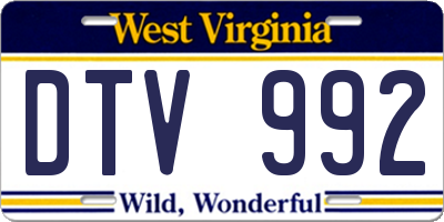 WV license plate DTV992