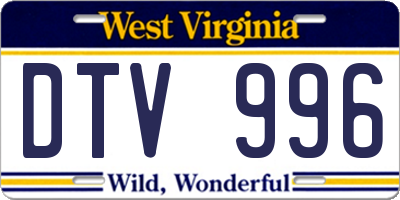 WV license plate DTV996