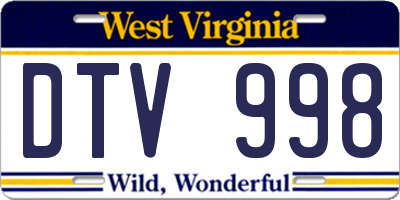 WV license plate DTV998