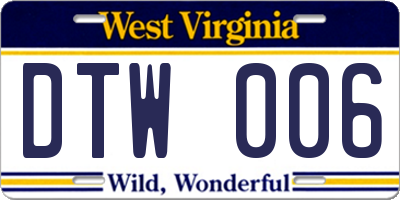 WV license plate DTW006