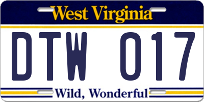 WV license plate DTW017