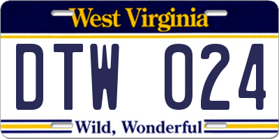 WV license plate DTW024