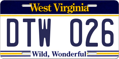 WV license plate DTW026