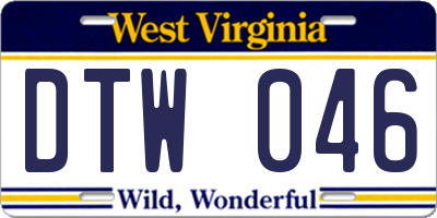 WV license plate DTW046