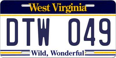 WV license plate DTW049