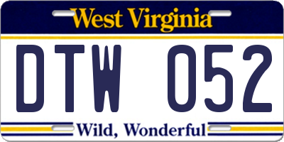 WV license plate DTW052