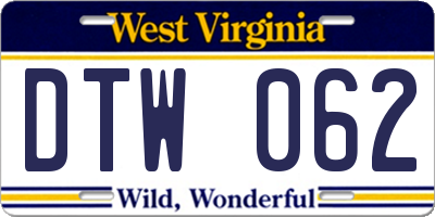WV license plate DTW062