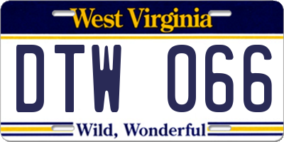 WV license plate DTW066