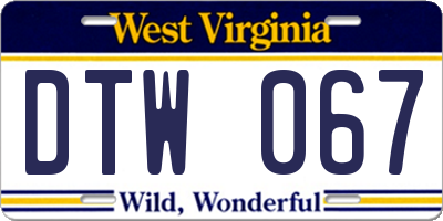 WV license plate DTW067